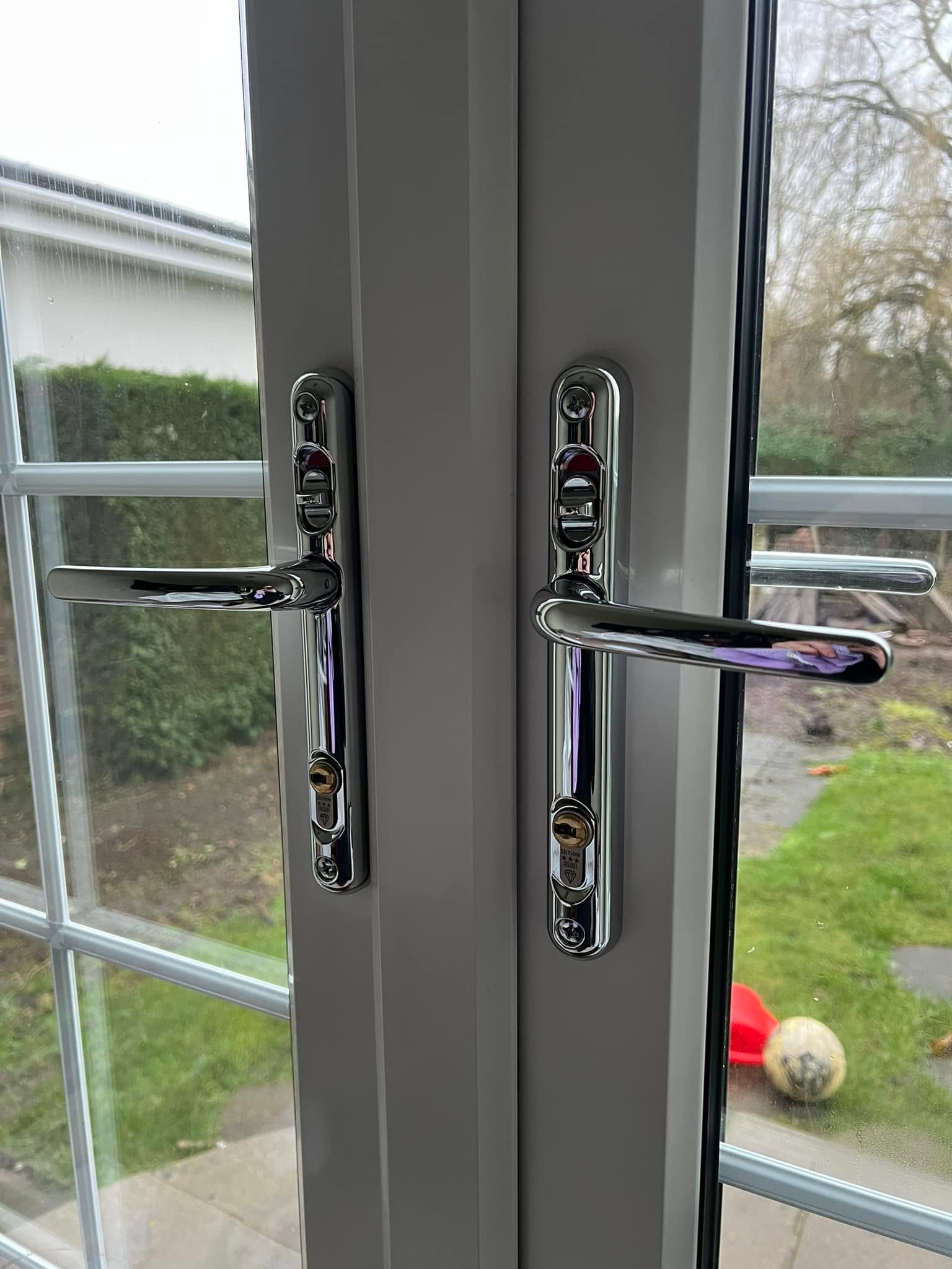 Security handles and 3 star anti snap cylinders fitted by a locksmith in Wombwell, Barnsley